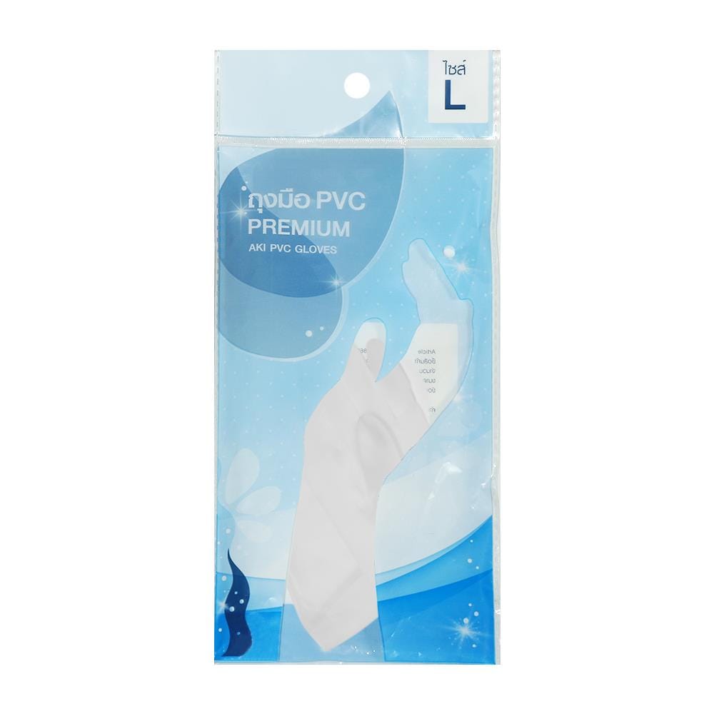 ถุงมือ PVC PREMIUM ACCO AKI SIZE L สีขาว