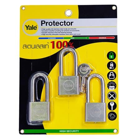 กุญแจคีย์อะไลท์ YALE Y119D SS 40 มม. สีสเตนเลส (แพ็ก 3 ชิ้น)