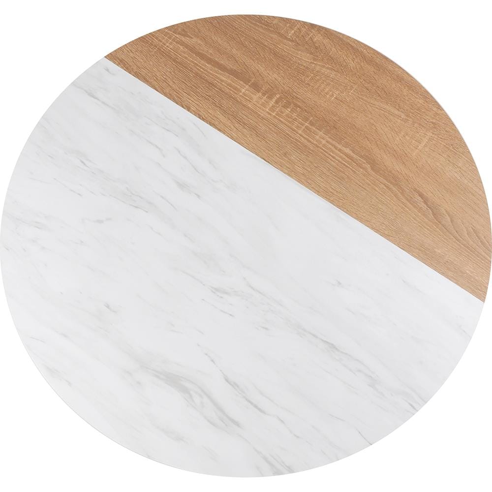 โต๊ะญี่ปุ่นกลม FASTTECT MARBLE 80 ซม. ลายหินขาว/ไม้