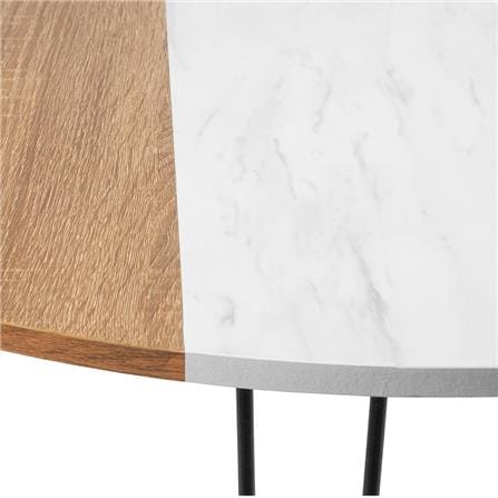 โต๊ะญี่ปุ่นกลม FASTTECT MARBLE 80 ซม. ลายหินขาว/ไม้_2