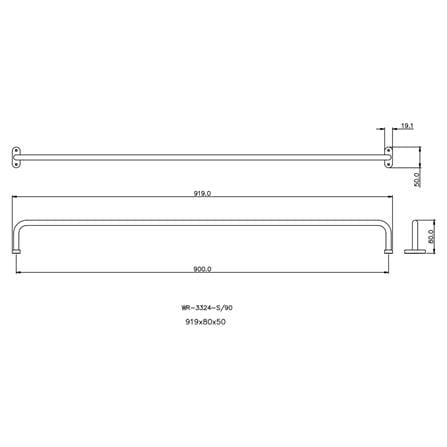 ราวแขวนผ้า WR-3324-S-90 สเตนเลสขัดผิวซาติน_1
