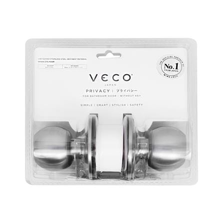 ลูกบิดประตูห้องน้ำ หัวกลม VECO 2871-ML-BK สีสเตนเลส_4