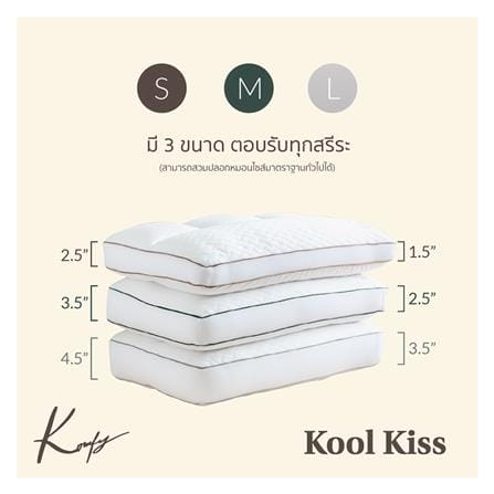 หมอนสุขภาพ ใยสังเคราะห์ KOMFY KOOL KISS DREAM ไซส์ M 16x27 นิ้ว สีขาว_5