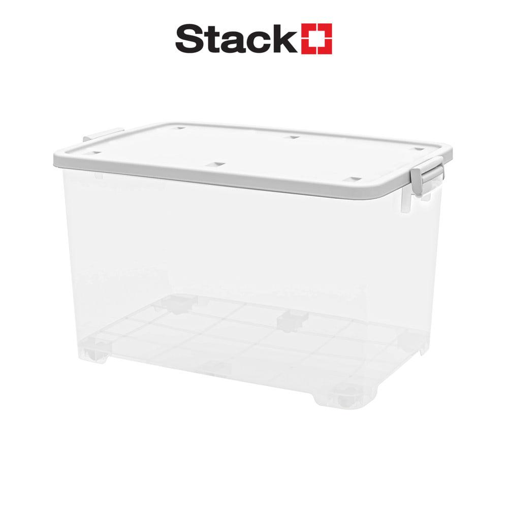 กล่องเก็บของ มีล้อ ฝาล็อก STACKO 72.9x47.3x42.8 ซม. สีขาว