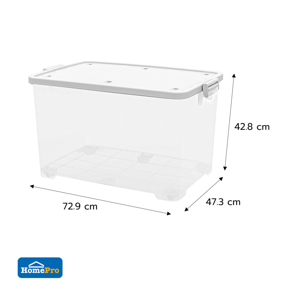กล่องเก็บของ มีล้อ ฝาล็อก STACKO 72.9x47.3x42.8 ซม. สีขาว