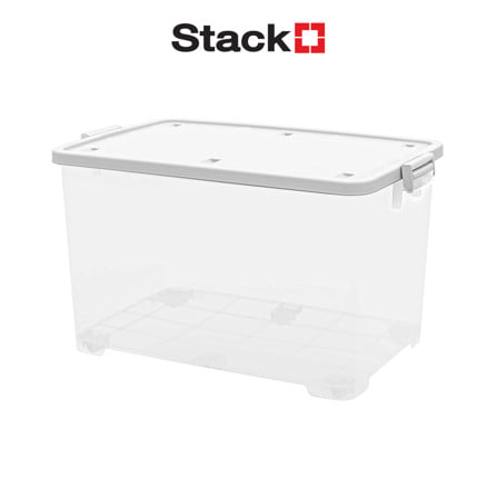 กล่องเก็บของ มีล้อ ฝาล็อก STACKO 72.9x47.3x42.8 ซม. สีขาว_0