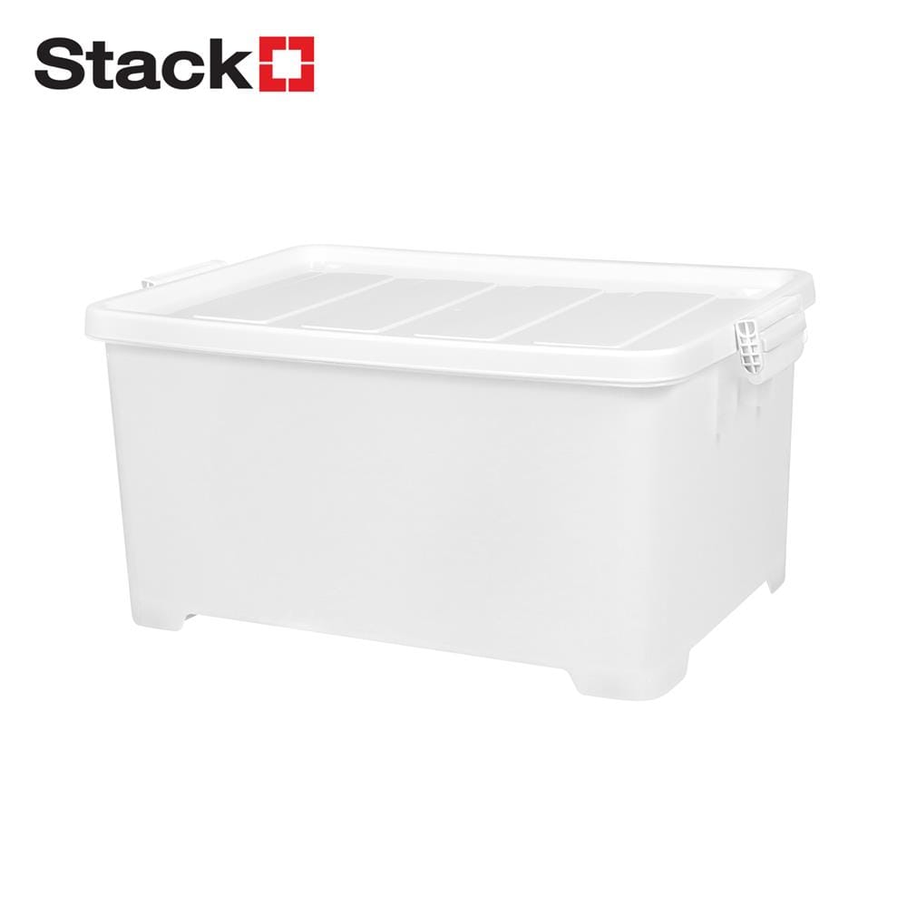 กล่องเก็บของ มีล้อ ฝาล็อค STACKO 63x42x30.5 ซม. สีขาว