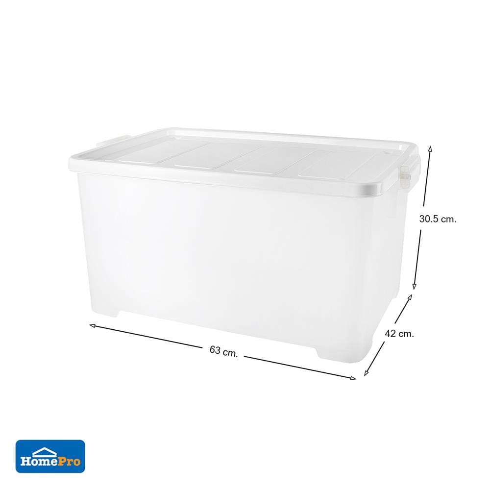 กล่องเก็บของ มีล้อ ฝาล็อค STACKO 63x42x30.5 ซม. สีขาว