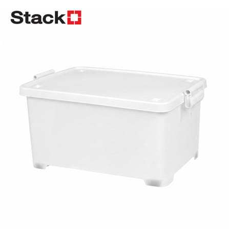กล่องเก็บของมีล้อ ฝาล็อค STACKO 63x42x30.5 ซม. 50 ลิตร สีขาว