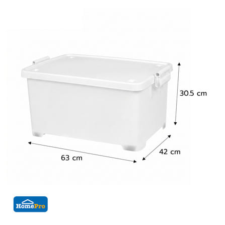 กล่องเก็บของมีล้อ ฝาล็อค STACKO 63x42x30.5 ซม. 50 ลิตร สีขาว_5