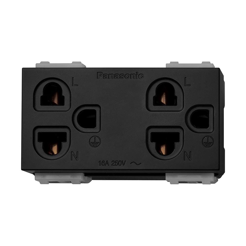 เต้ารับคู่ 3 ขา PANASONIC WEGN15929 B สีดำ