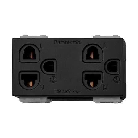 เต้ารับคู่ 3 ขา PANASONIC WEGN15929 B สีดำ