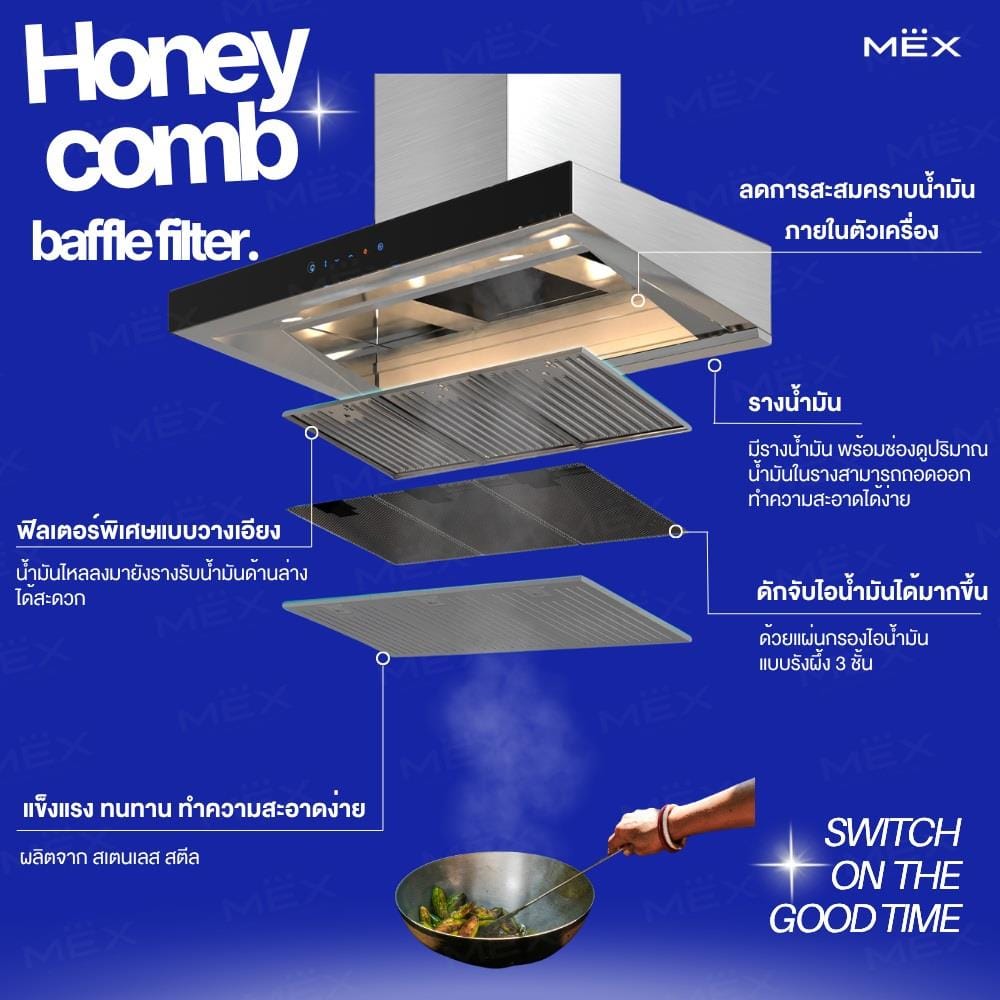 เครื่องดูดควันกระโจม MEX K638BFX90 90 ซม.