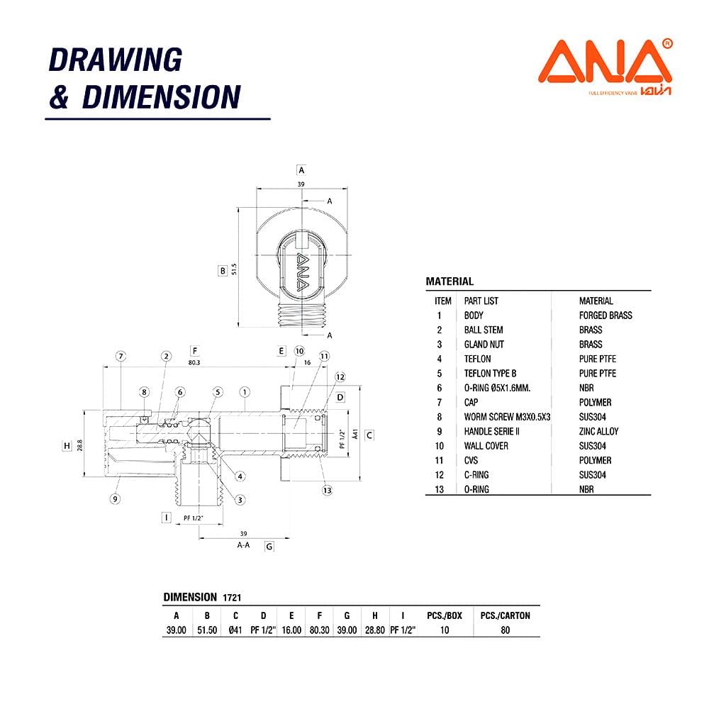 สต็อปวาล์ว 1 ทาง ANA 5C172-1-015-300-5-B