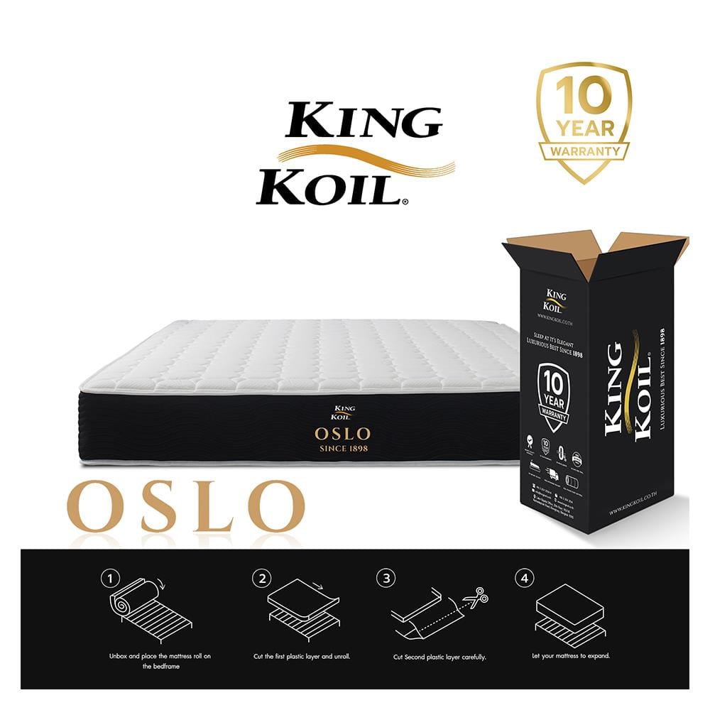 ที่นอนพ็อกเก็ตสปริง 6 ฟุต สุญญากาศ KINGKOIL รุ่น OSLO พร้อมหมอนหนุน 2 ชิ้น
