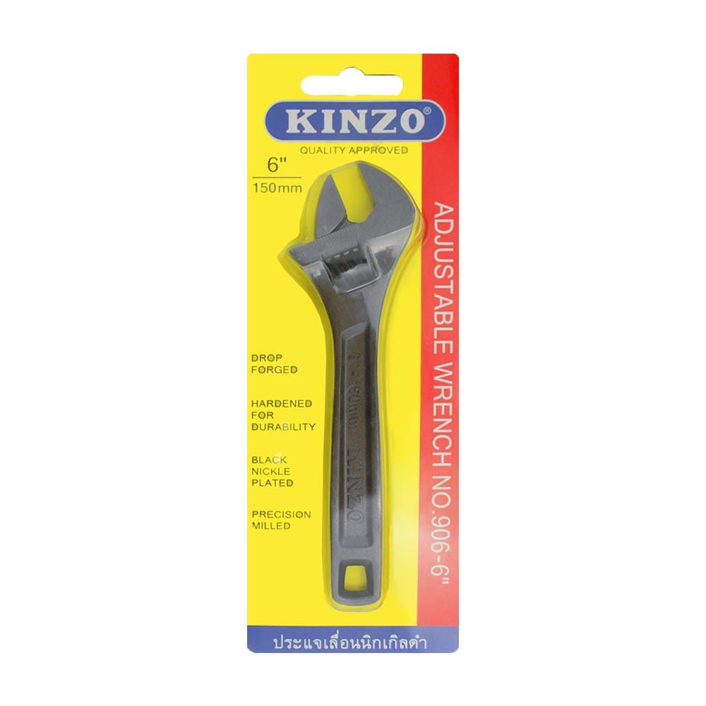 ประแจเลื่อนชุบนิกเกิล KINZO 150 มม. 6 นิ้ว สีดำ