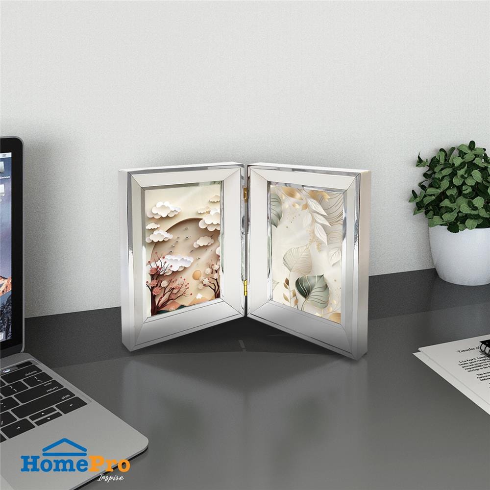 กรอบรูปคู่ HOME LIVING STYLE TROPICAL LEAVES 4x6 นิ้ว สีขาว