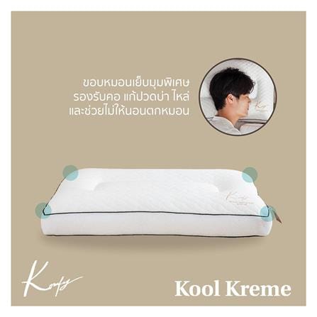 หมอนสุขภาพ ใยสังเคราะห์ KOMFY KOOL KREME ไซส์ M 16x27 นิ้ว สีขาว_3