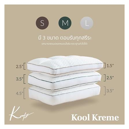 หมอนสุขภาพ ใยสังเคราะห์ KOMFY KOOL KREME ไซส์ M 16x27 นิ้ว สีขาว_5