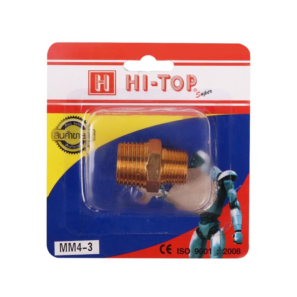 ข้อต่อเกลียวนอก-นอก HI-TOP MM 4-3 หุน (1/2-3/8 นิ้ว) สีทอง