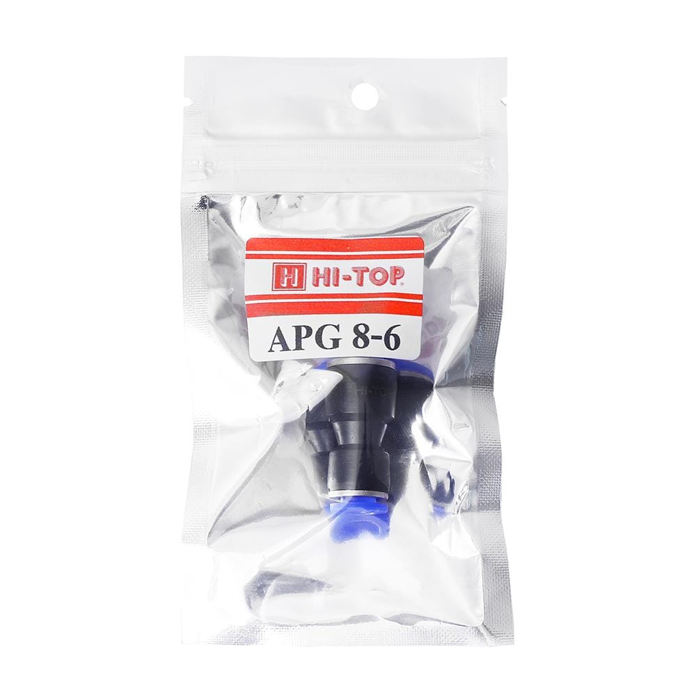 ข้อต่อข้อลด 2 ทาง HI-TOP APG8-6 8 - 6 มม. สีดำ