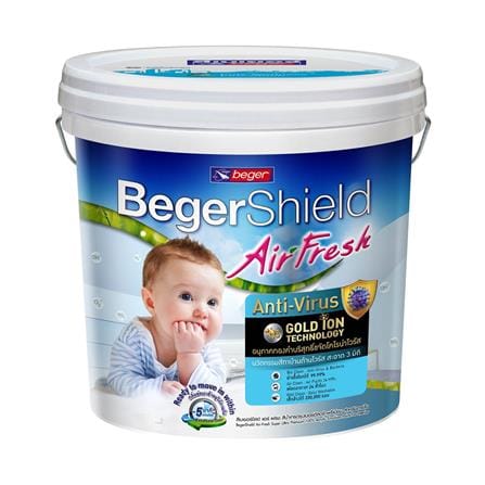 สีน้ำทาฝ้า BEGER AIR FRESH PG-2000 ด้าน 9 ลิตร สีเทา_0