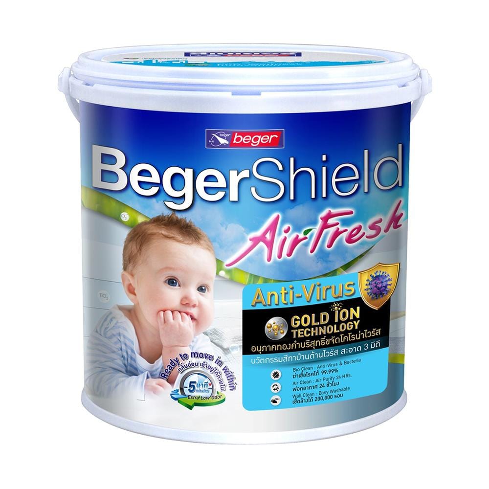 สีน้ำทาภายใน BEGER AIRFRESH GOLD BASE D กึ่งเงา 1 แกลลอน