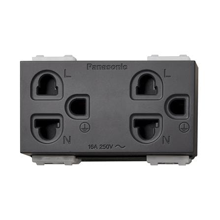 เต้ารับคู่ 3 ขา มีม่านนิรภัย PANASONIC WEGN 15829H สีเทา