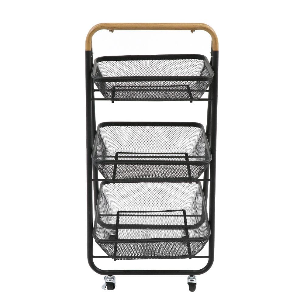ชั้นวางของ 3 ชั้น มีล้อ STACKO MOKU 42x48x88 ซม. สีดำ