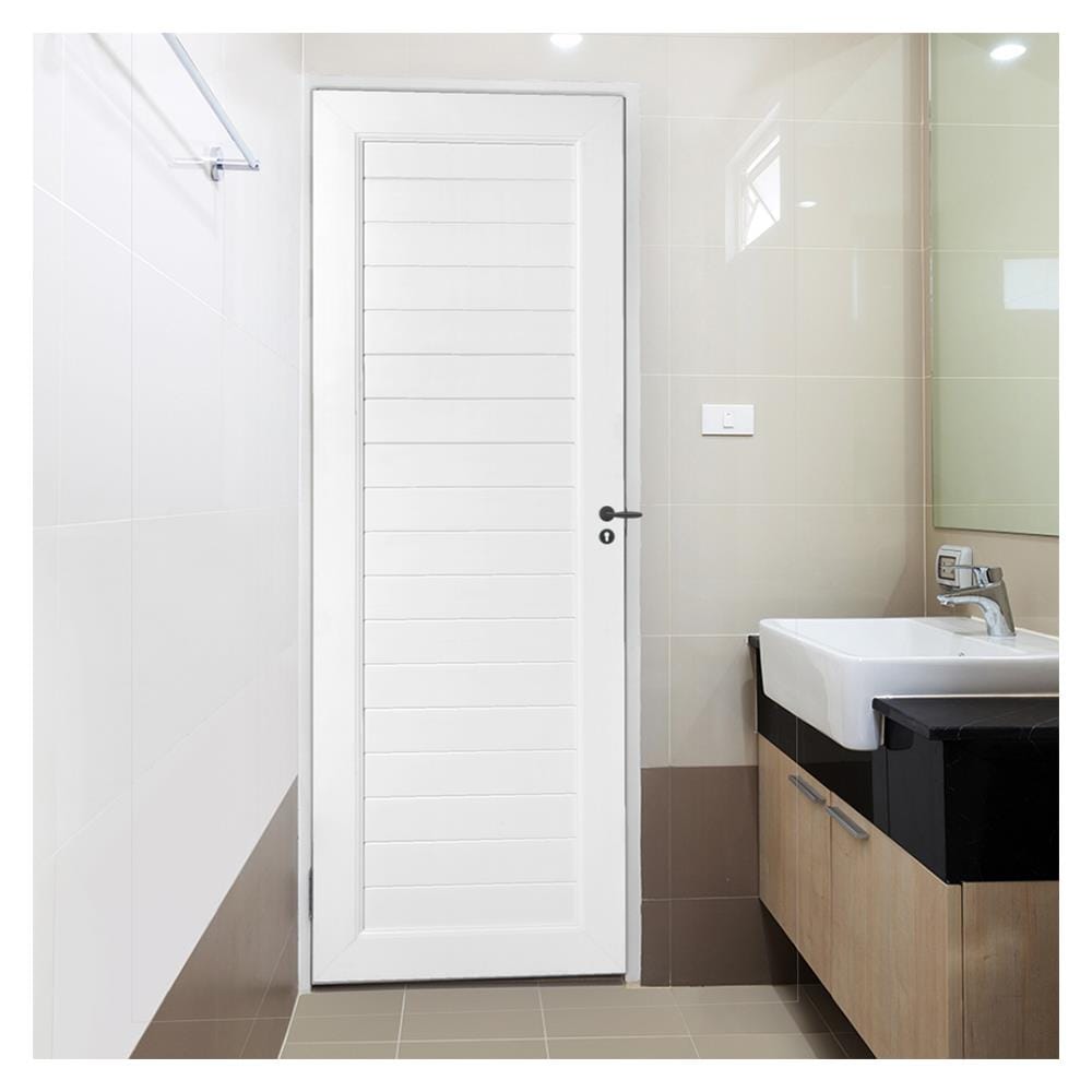 ประตูห้องน้ำ UPVC ASARA S7018 ลายตาราง 70X180 ซม. สีขาว ไม่เจาะลูกบิด