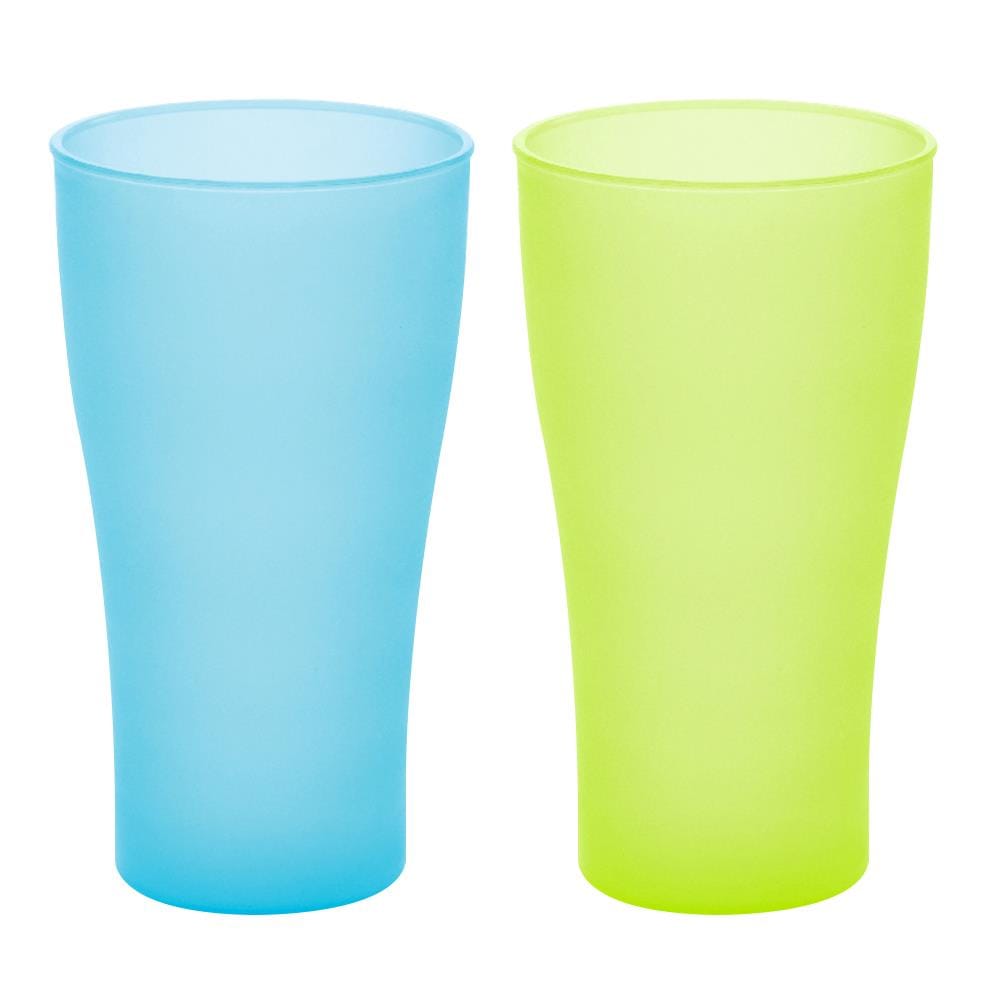 แก้วน้ำ PP 450ml DKW SLIM แพ็ค 2 ใบ ฟ้า/เขียว