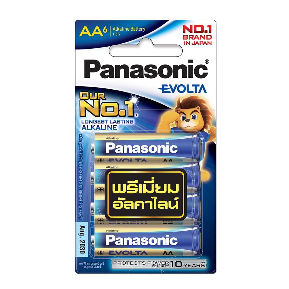 ถ่านอัลคาไลน์ PANASONIC AA EVOLTA แพ็ก 6 ก้อน