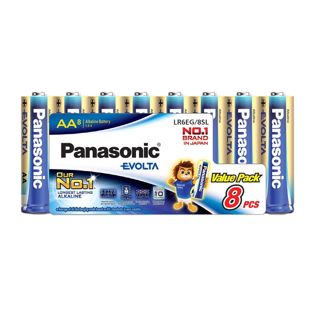 ถ่านอัลคาไลน์ PANASONIC AA EVOLTA แพ็ก 8 ก้อน