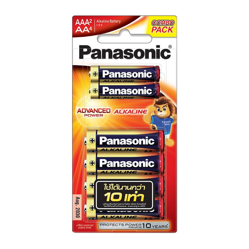 ถ่านอัลคาไลน์ PANASONIC AA แพ็ก 4 ก้อน + AAA 2 ก้อน
