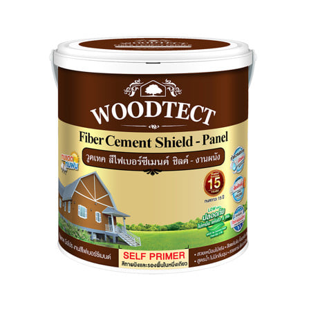 สีทาไม้ฝาไฟเบอร์ซีเมนต์ ชนิดด้าน WOODTECT FM-605 สีไม้สัก 1 แกลลอน