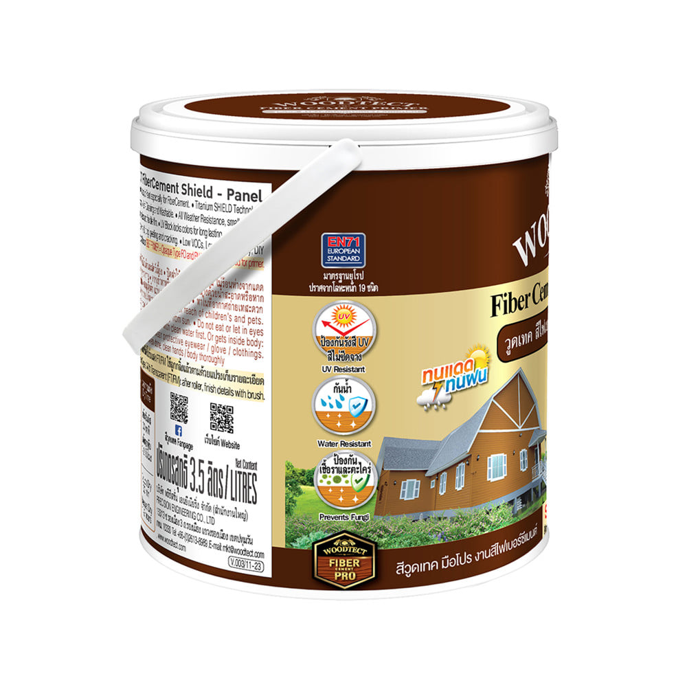 สีทาไม้ฝาไฟเบอร์ซีเมนต์ ชนิดด้าน WOODTECT FM-601 สีไม้สักทอง  1 แกลลอน