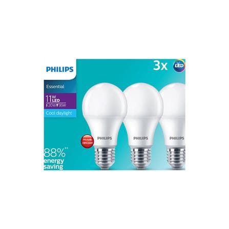 หลอด LED PHILIPS ESSENTIAL 11 วัตต์ DAYLIGHT E27 แพ็ก 3 ชิ้น_2