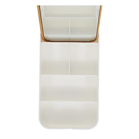 อุปกรณ์จัดเก็บเครื่องสำอาง กล่องไม้ พร้อมกระจก STACKO MOKU 23x13x3.8 ซม. สีขาว_3