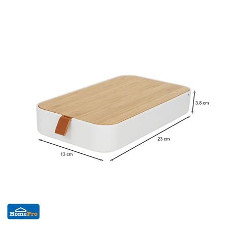 อุปกรณ์จัดเก็บเครื่องสำอาง กล่องไม้ พร้อมกระจก STACKO MOKU 23x13x3.8 ซม. สีขาว_6