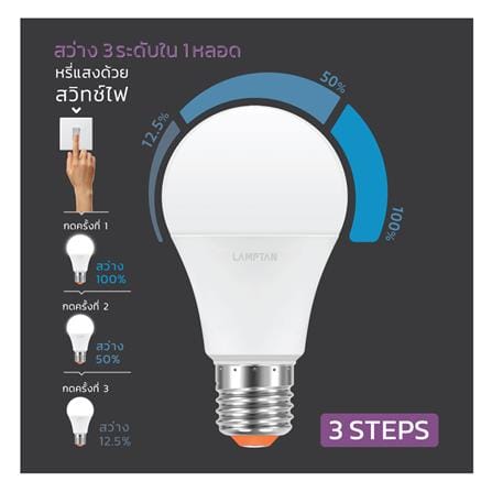 หลอด LED LAMPTAN DIM SWITCH 3 STEP 9 วัตต์ E27 DAYLIGHT_3