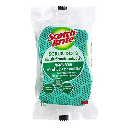 ฟองน้ำพร้อมใยขัด SCOTCH-BRITE SCRUB DOTS 11.4x6.9 ...