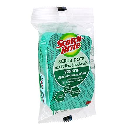ฟองน้ำพร้อมใยขัด SCOTCH-BRITE SCRUB DOTS 11.4x6.9 ซม. สีเขียว_1
