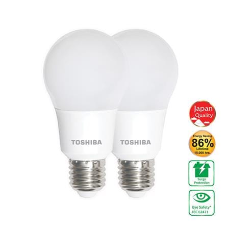 หลอด LED TOSHIBA A60 8 วัตต์ COOL WHITE E27 แพ็ก 2 ชิ้น