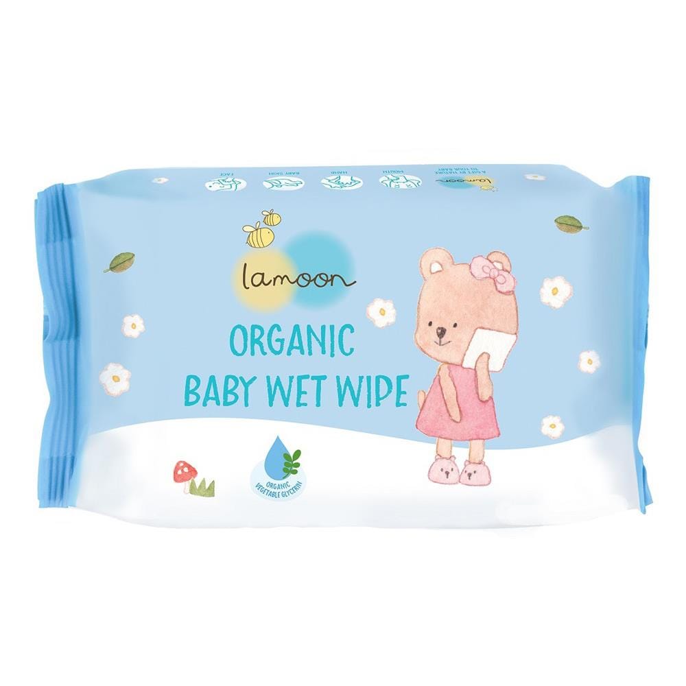 ผ้าเช็ดทำความสะอาดผิว LAMOON ORGANIC 20 แผ่น แพ็ค 6