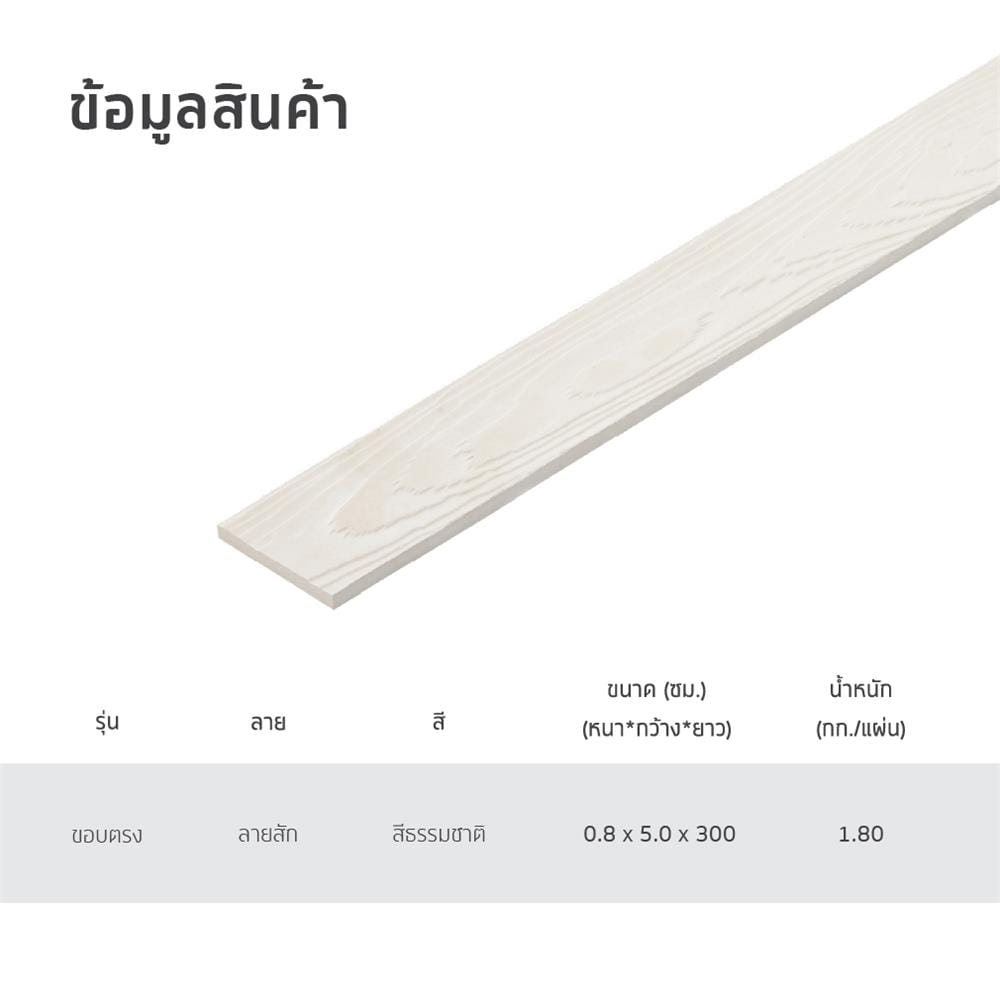 ไม้ระแนง SHERA ลายสัก 5.0X300X0.8 ซม. สีธรรมชาติ