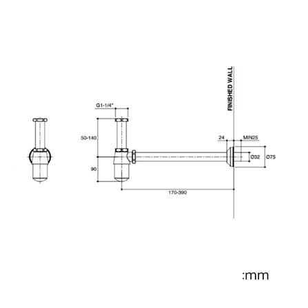 ท่อน้ำทิ้งอ่างล้างหน้ากระปุก ENGLEFIELD K-16953X-BL 39 ซม._1