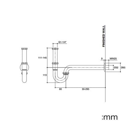 ท่อน้ำทิ้งอ่างล้างหน้าพีแทรป ENGLEFIELD K-16954X-BL 40 ซม._1