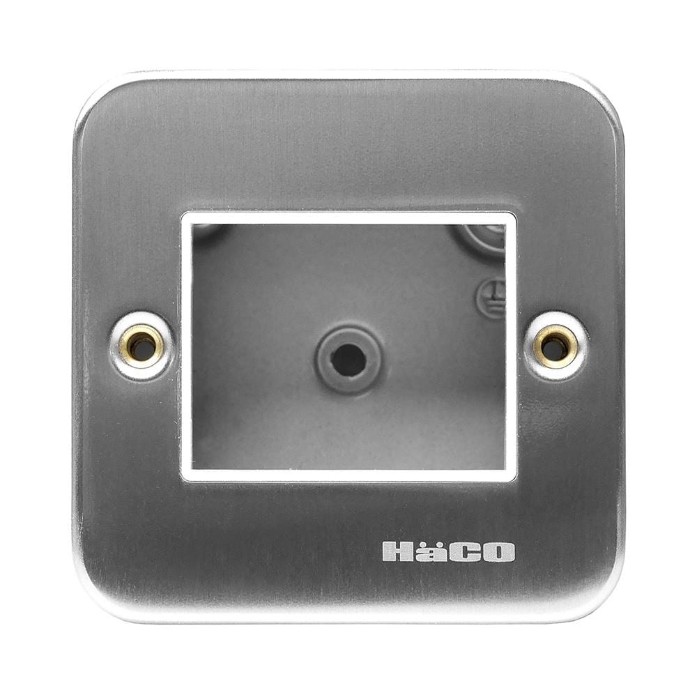 ชุดหน้ากาก 2 ช่อง HACO M1002+HM831 สีเงิน