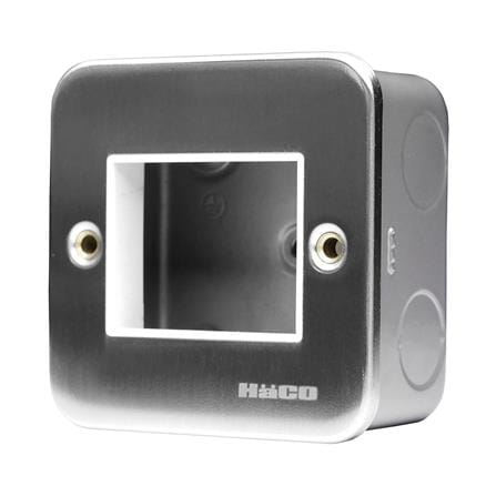 ชุดหน้ากาก 2 ช่อง HACO M1002+HM831 สีเงิน_1