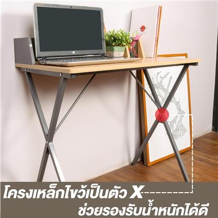 โต๊ะทำงานไม้ CTREND GR-003 สีไม้ธรรมชาติ/เทา_4